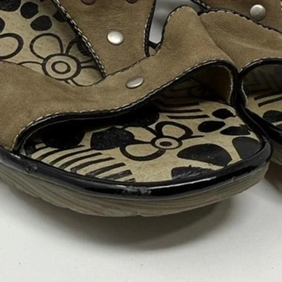 EUC FLY London Odum Brown Suede‎ Leather Wedge Sandals 40